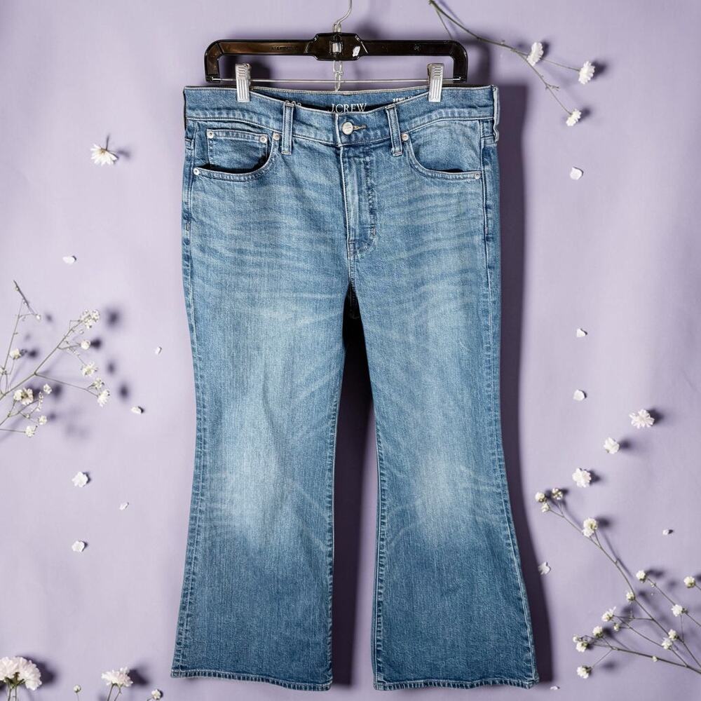 J. Crew Women's 30P Petite Stonewash Blue Semi-Stretch High Rise Flare Jeans